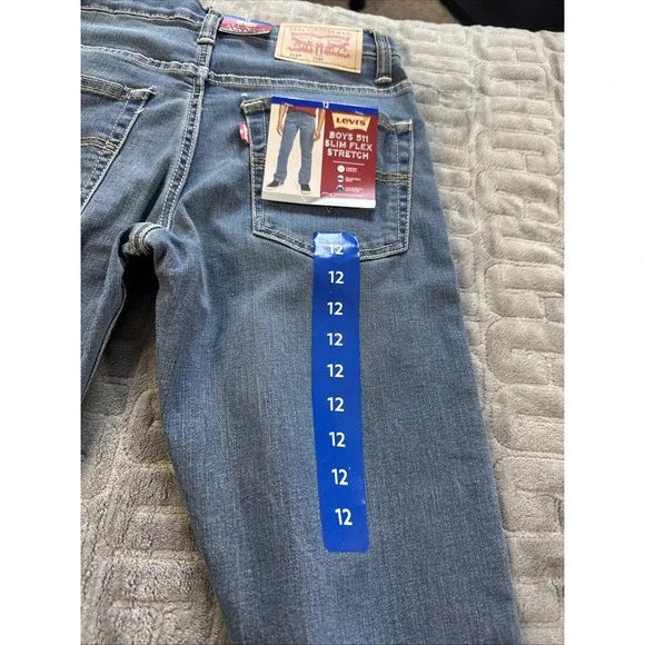 Levi's Boys Youth Jeans  511 Slim Flex Stretch Denim‎ Blue Jeans Size 12 NWT - Picture 11 of 12
